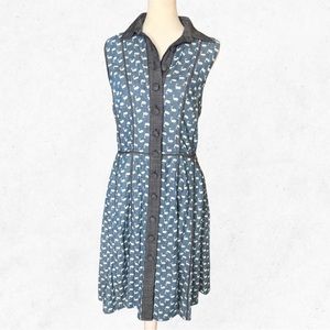 E Shakti Whale Print Button Down Dress | 100% Cotton